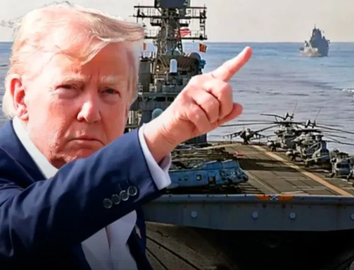 Donald Trump durante declaración a la prensa sobre narcotráfico.