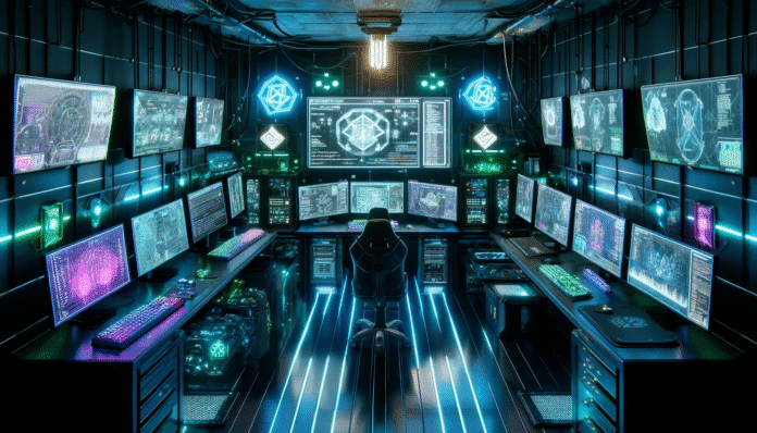 Hacker usando IA en ataques cibernéticos multicanal.