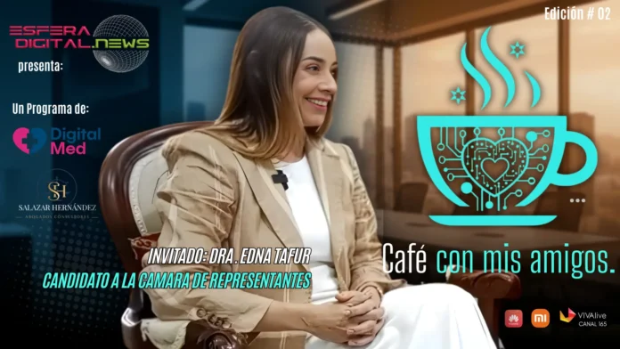 Dra. Ana Maria Agudelo, abogada, presentando el programa Café con mis Amigos en vivo por Esfera Digital y Smart TV.