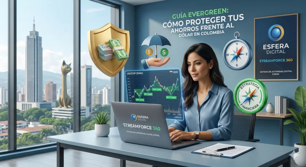 Persona analizando gráficas financieras del dólar para proteger sus ahorros en Colombia.