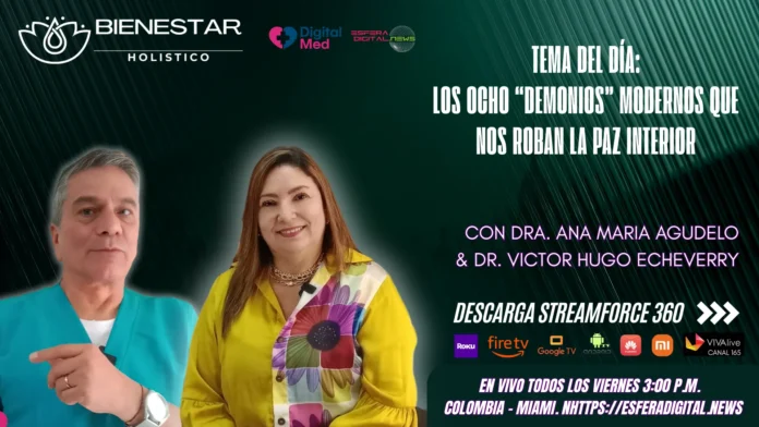 Dra. Ana María Agudelo en el programa Bienestar Holístico de StreamForce 360 hablando sobre cómo recuperar la paz interior frente a la ansiedad y los demonios modernos.