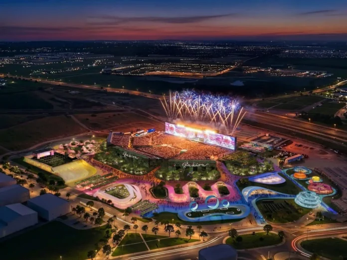 Render del Estadio Shakira diseñado por BIG en Madrid. Leyenda: El Estadio Shakira será el Nodo central de la cultura latina en Europa este 2026.