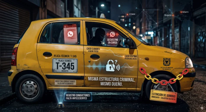 Alcalde Galán y secretario de seguridad informando sobre la estructura criminal de taxis vinculada a secuestros en Bogotá.