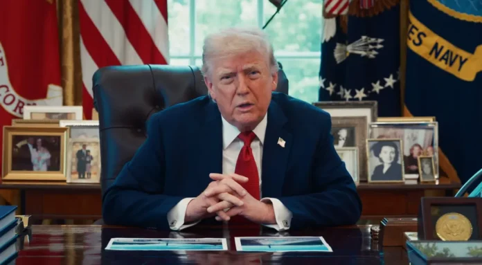 Imagen de Donald Trump durante el anuncio de la extensión del alto el fuego en Medio Oriente.