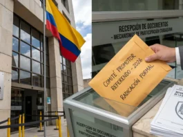 Acción de radicación de documentos del comité del referendo ante la Registraduría Nacional por la defensa de la Constitución de 1991.