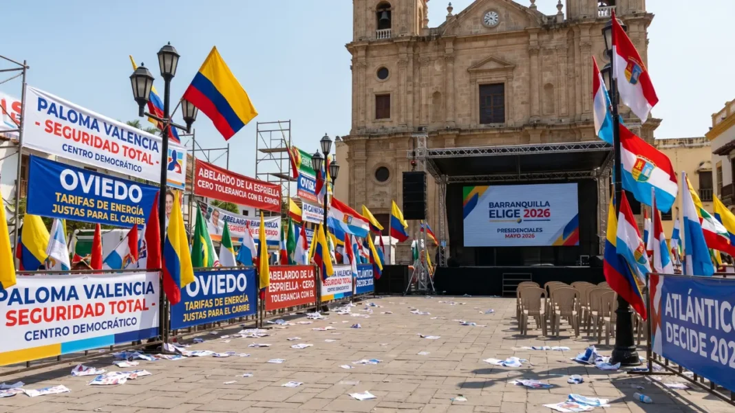 Candidatos presidenciales en evento de campaña en Barranquilla 2026.