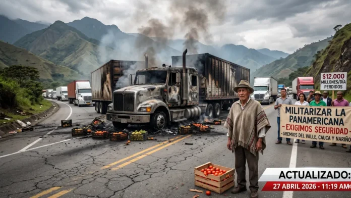 costos economicos atentados terroristas suroccidente colombia 2026 Imagen referencial de bloqueos logísticos y costos económicos por atentados en Vía Panamericana suroccidente Colombia