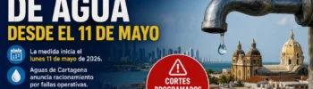 Ilustración sobre el racionamiento de agua en Cartagena y cortes programados del servicio en mayo de 2026