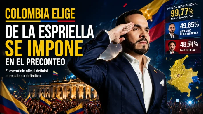 Abelardo de la Espriella celebrando los resultados preliminares que lo posicionan como presidente electo de Colombia.