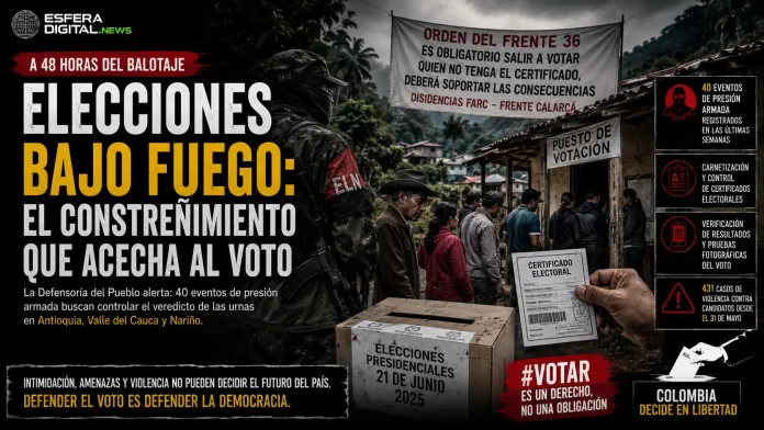 Ciudadanos enfrentando amenazas y control territorial por parte de grupos armados en el marco de las elecciones presidenciales.