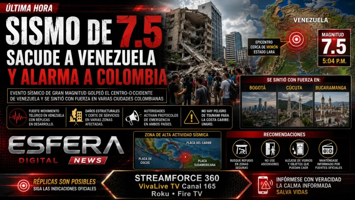 Edificios con daños estructurales tras el potente sismo de magnitud 7.5 en Venezuela.
