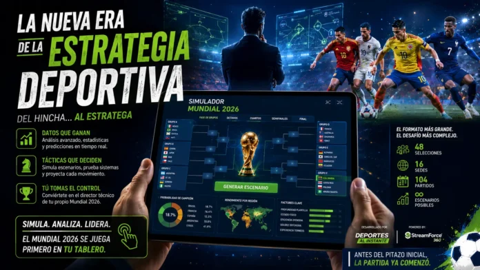 ablero de simulación táctica para el Mundial 2026 desarrollado por Deportes al Instante y StreamForce 360.