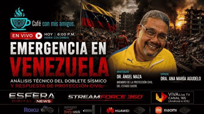 Dra. Ana María Agudelo y Dr. Ángel Maza conversando sobre la situación en Venezuela.