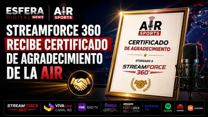 Certificado oficial otorgado por la AIR a StreamForce 360 por su compromiso tecnológico en Smart TV.