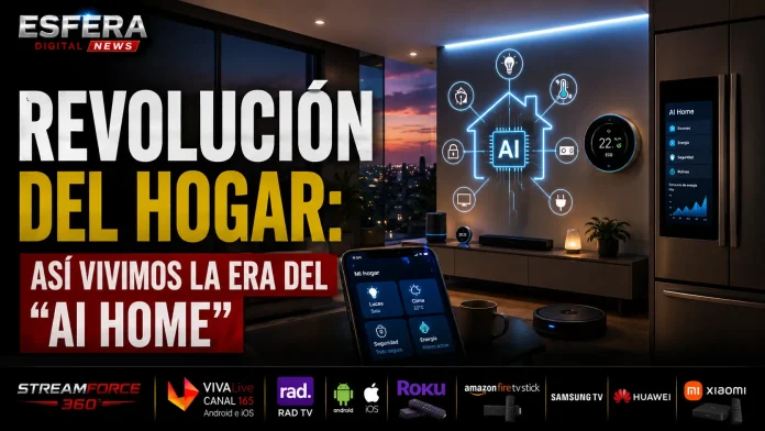 dispositivos inteligentes en una casa moderna con tecnología de IA