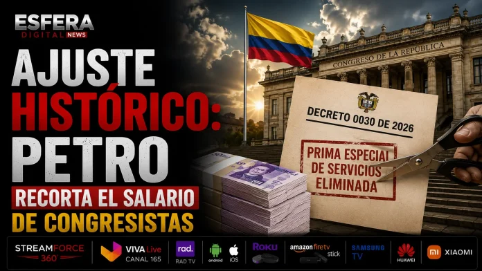 El presidente Gustavo Petro firmando documentos oficiales sobre medidas de austeridad.