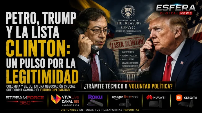 Representación gráfica de la comunicación entre Gustavo Petro y Donald Trump sobre las sanciones de la OFAC.
